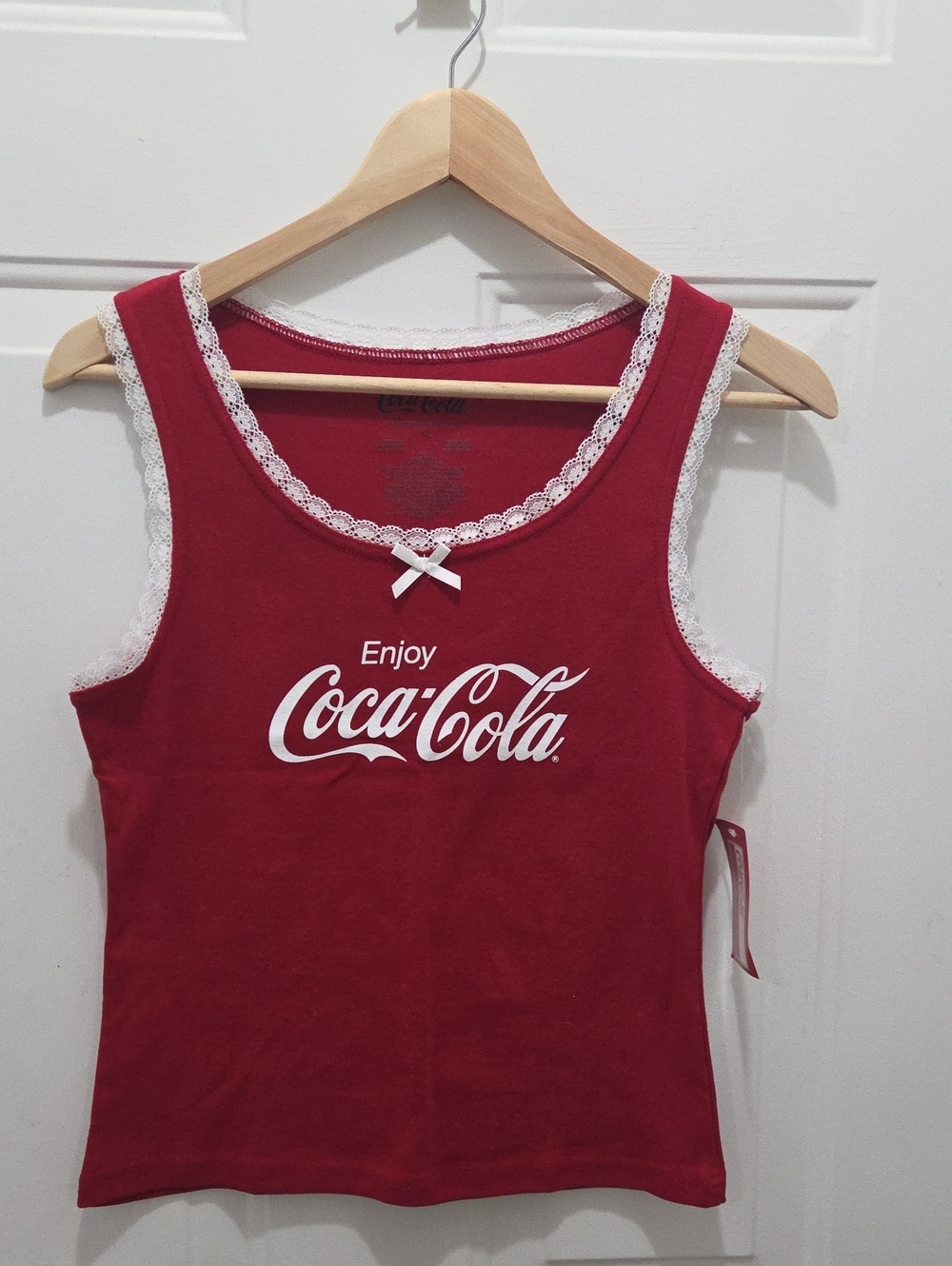 NWT Coca-Cola Red Tank with White Lace Trim XL??